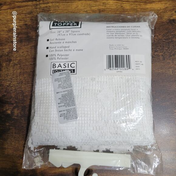 Vtg Basic Edition Heidelberry Floral Lace Table Topper 38x38 Square White NIP - Picture 3 of 5